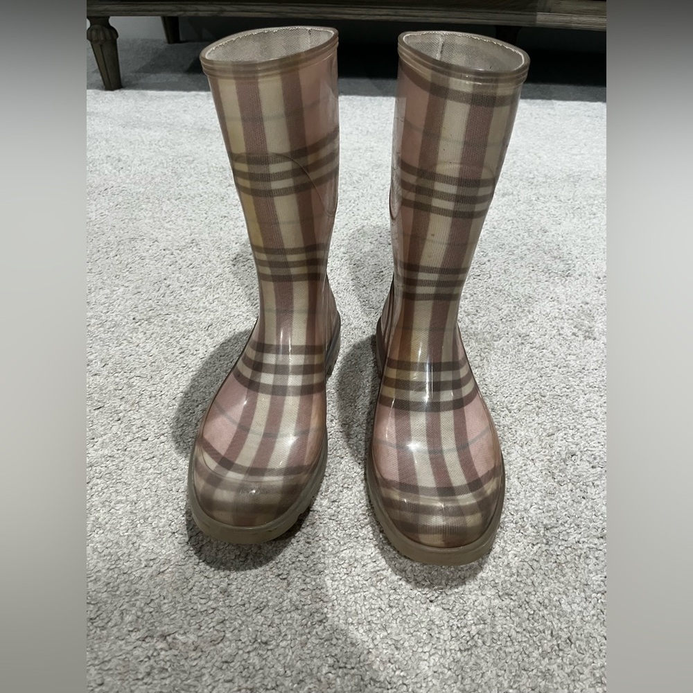 Burberry Nova Check Pink Rain Boots, Women’s Size 36, US 6, Made in Italy - Picture 2 of 9